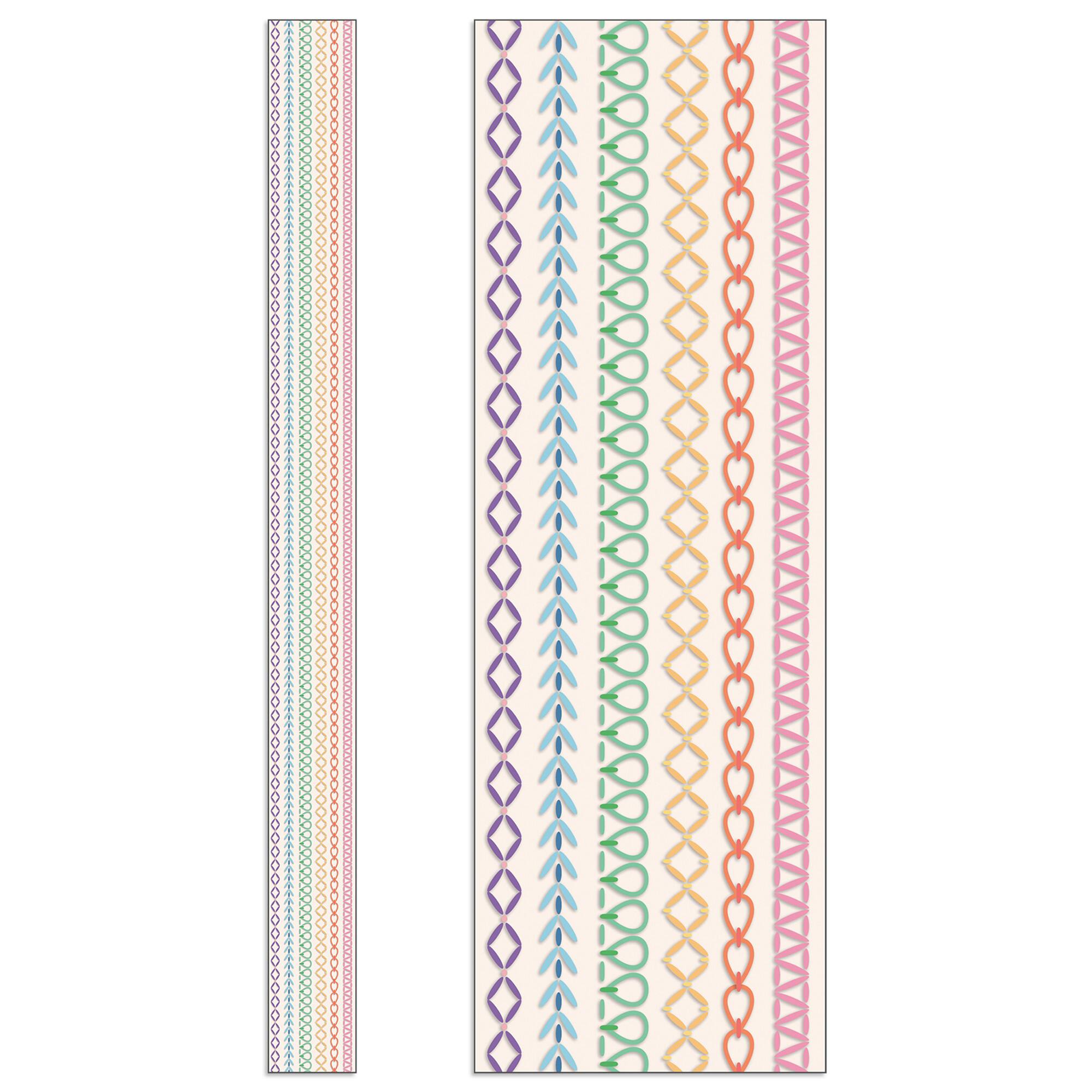 Dellosa® Education Crafty and Cool Rainbow Stitched Straight Border, 6 Packs of 12